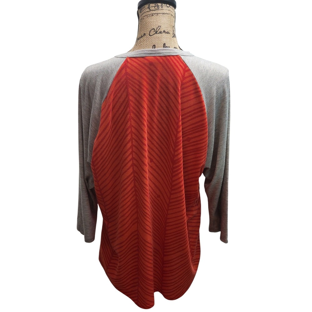 LuLaRoe Perfect Tunic Top 3XL 3/4 Sleeve Gray Orange Chevron Casual - Picture 2 of 5